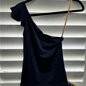 Navy BCBG One-Shoulder Top
